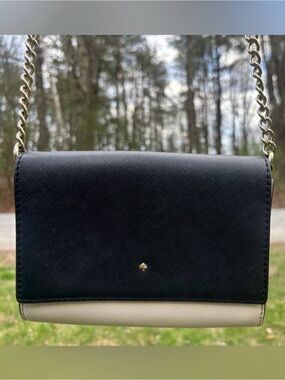 Black and Cream Chain Crossbody Bag - Kate Spade